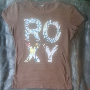 Roxy Brown Tee with Multicolor Graphic